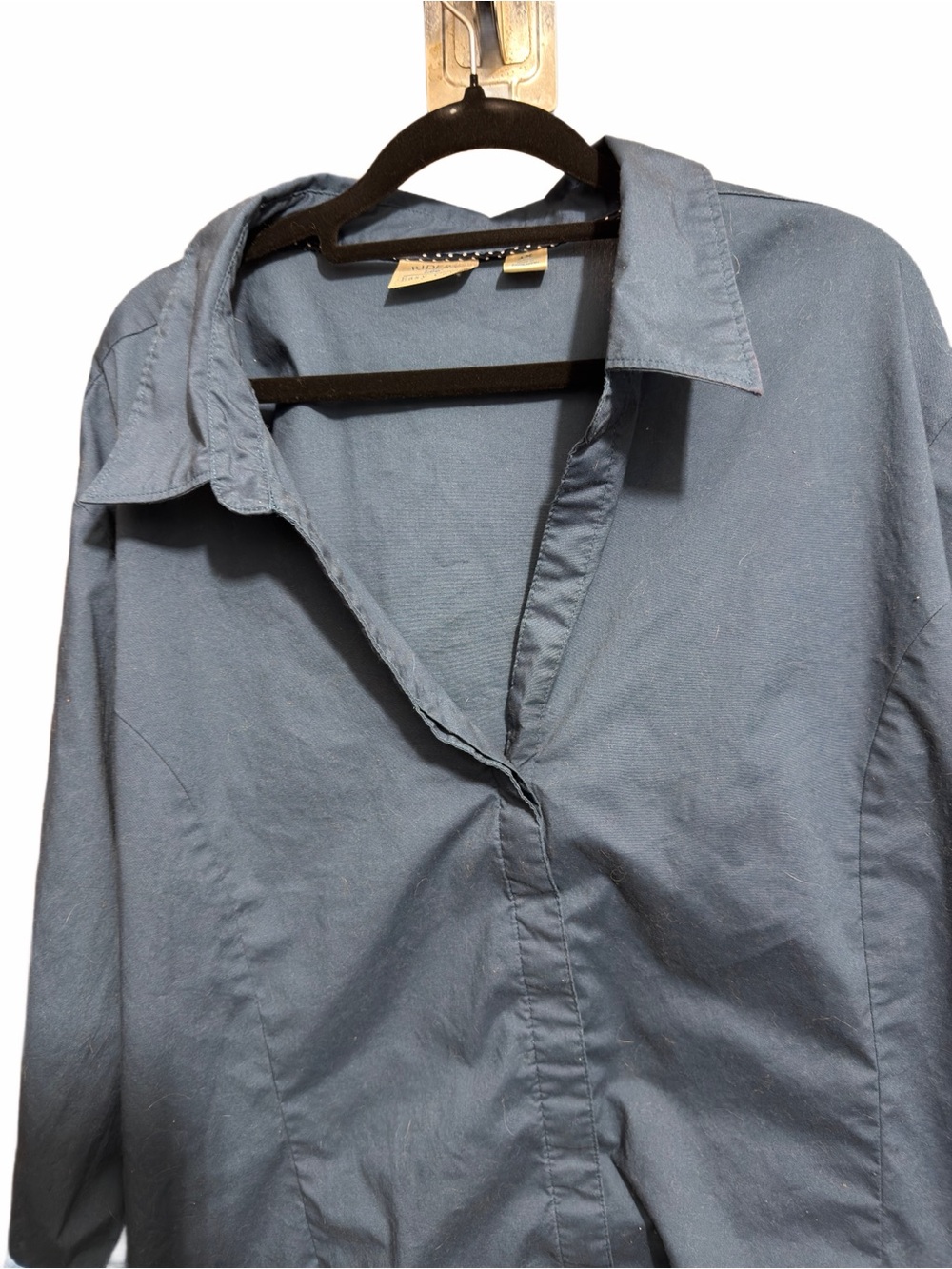 4X Riders by Lee Blue Button-Down Blouse W Collar & Contrasting Blue Cuffs - Picture 2 of 7